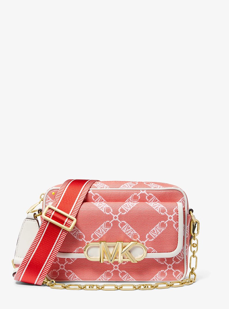 Parker Medium Empire Logo Jacquard Crossbody Bag in SPICED CORAL | Michael Kors