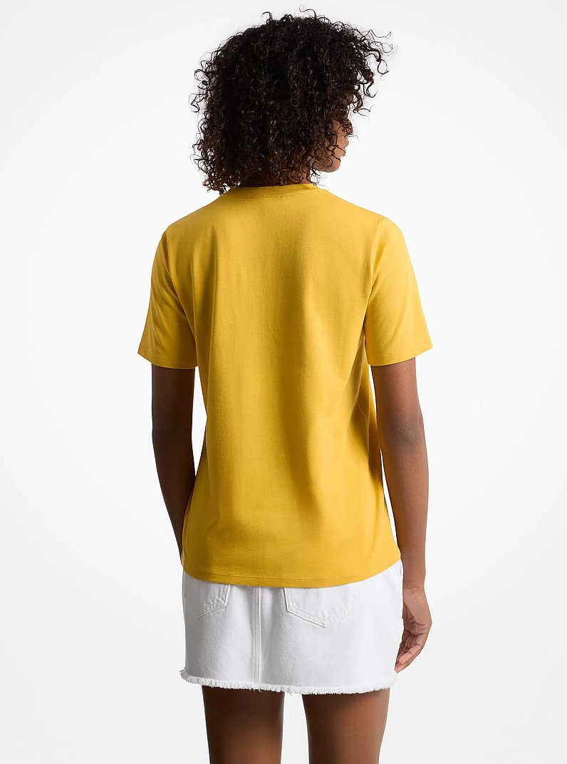 T-shirt en coton &agrave; paillettes et &agrave; logo in JAUNE MARGUERITE | Michael Kors