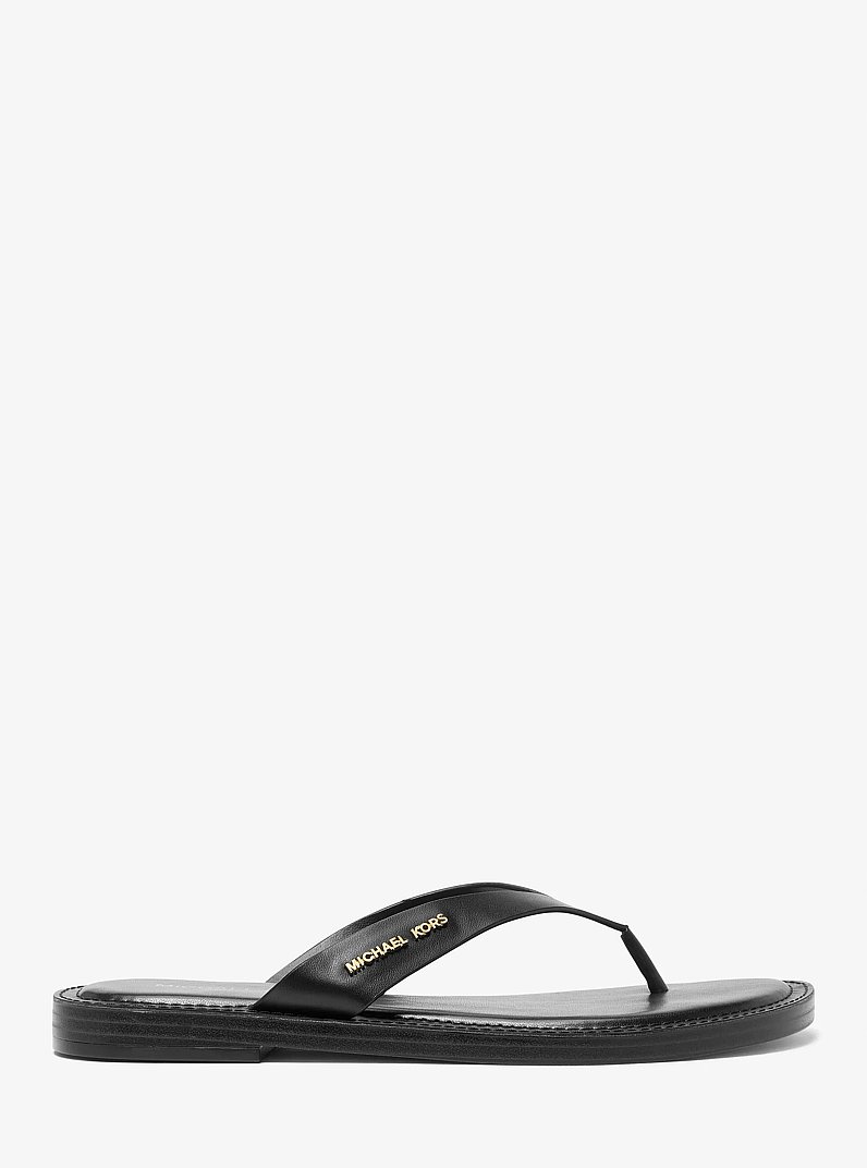 Koko Leather Flip Flop in BLACK | Michael Kors