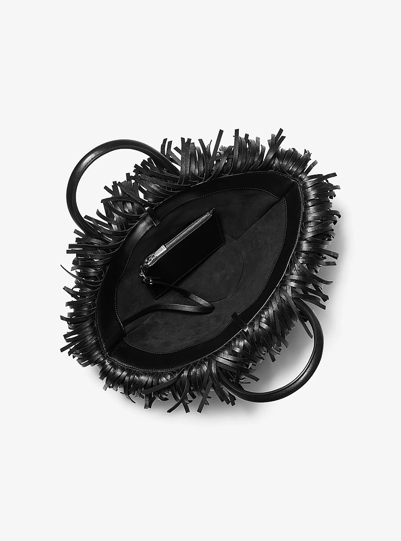 Sardinia Mini Woven Leather Basket Tote Bag in BLACK | Michael Kors