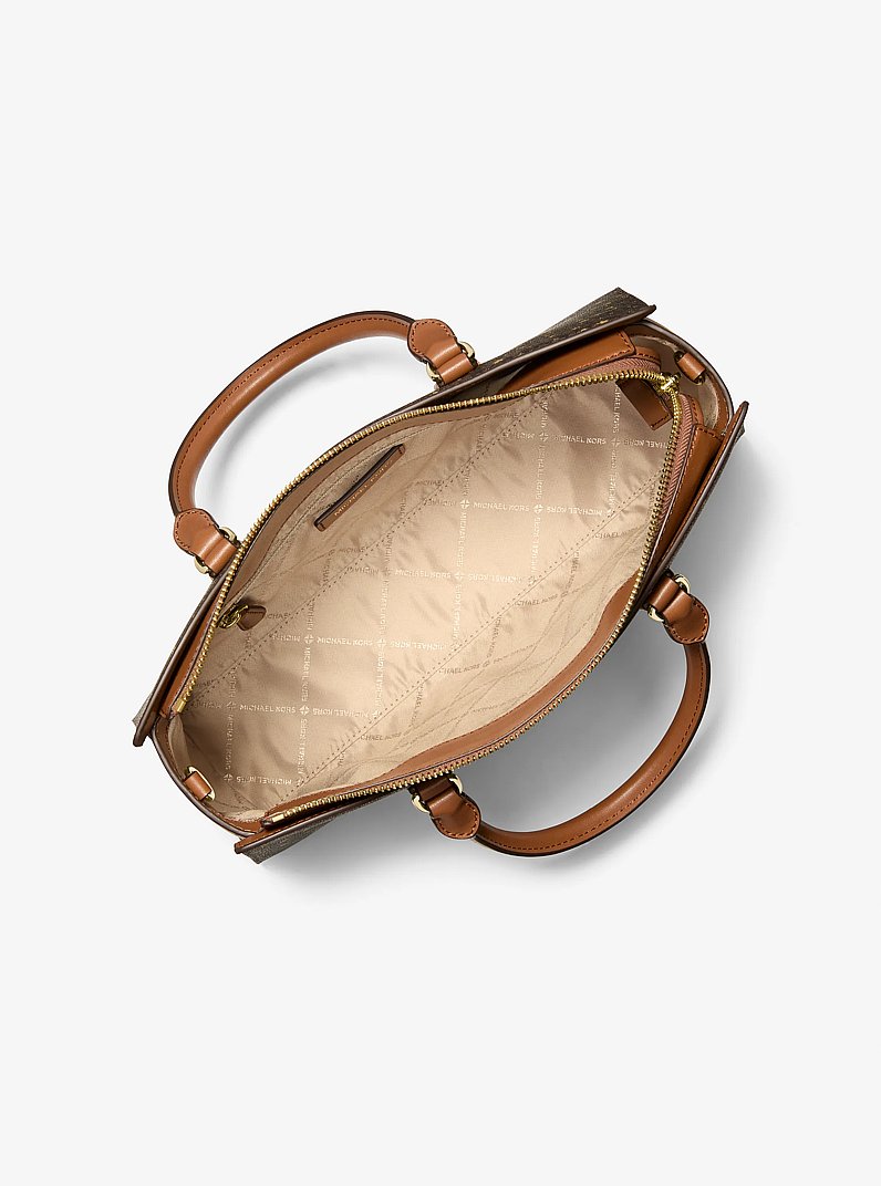Arden Medium Printed Signature Logo Satchel in BROWN | Michael Kors