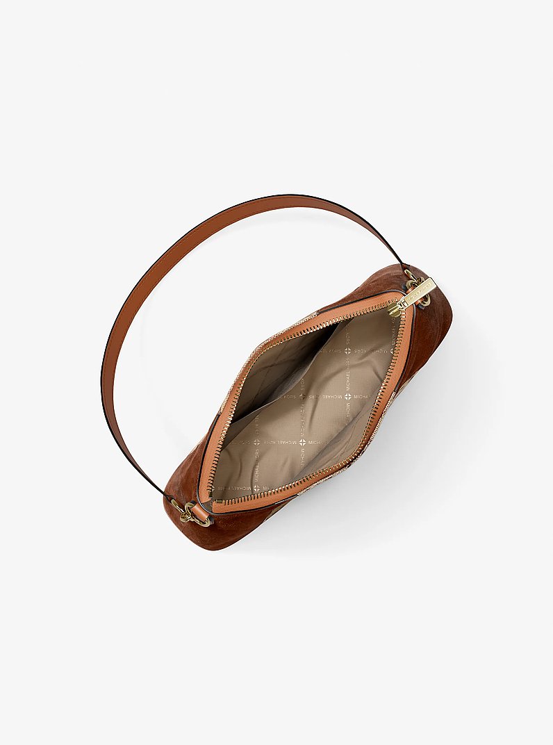 Sac &agrave; bandouli&egrave;re convertible Sienna de taille moyenne en jacquard et en su&egrave;de &agrave; logo