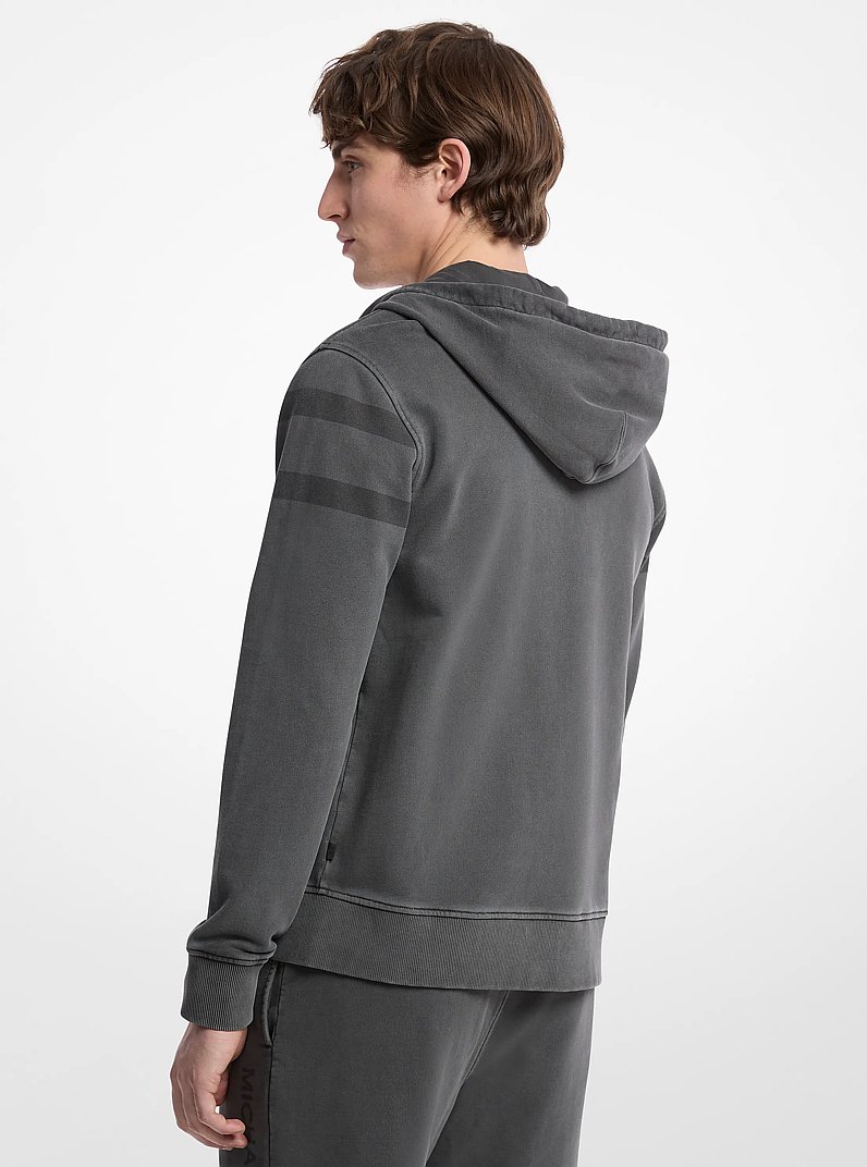 Hoodie &agrave; fermeture &eacute;clair en coton teint en pi&egrave;ce &agrave; logo in NOIR | Michael Kors