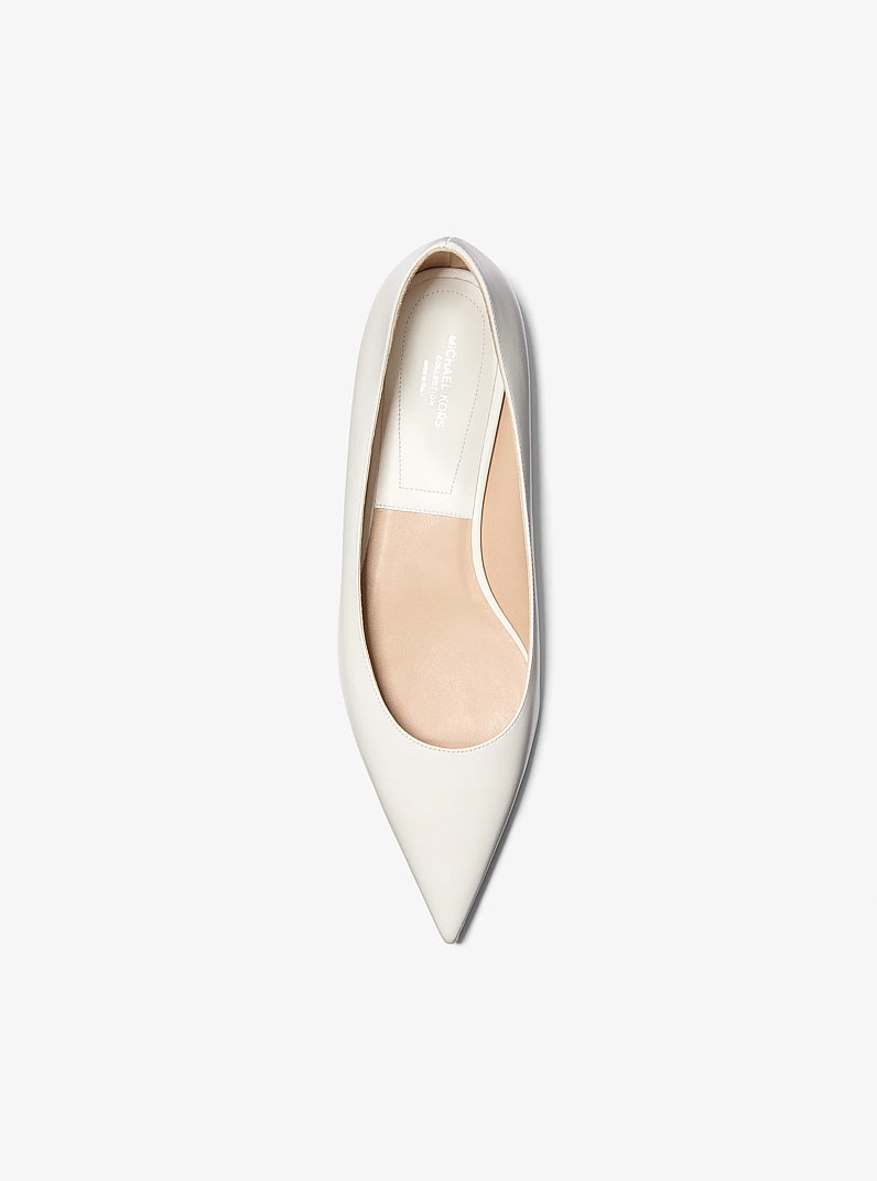 Renata Leather Skimmer Flats in OPTIC WHITE | Michael Kors