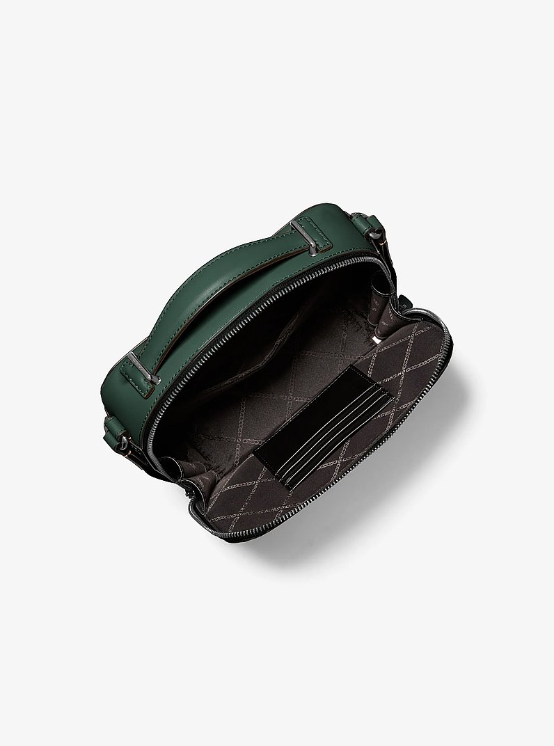 Hudson Crocodile Embossed Leather Crossbody Bag in FOREST GREEN | Michael Kors