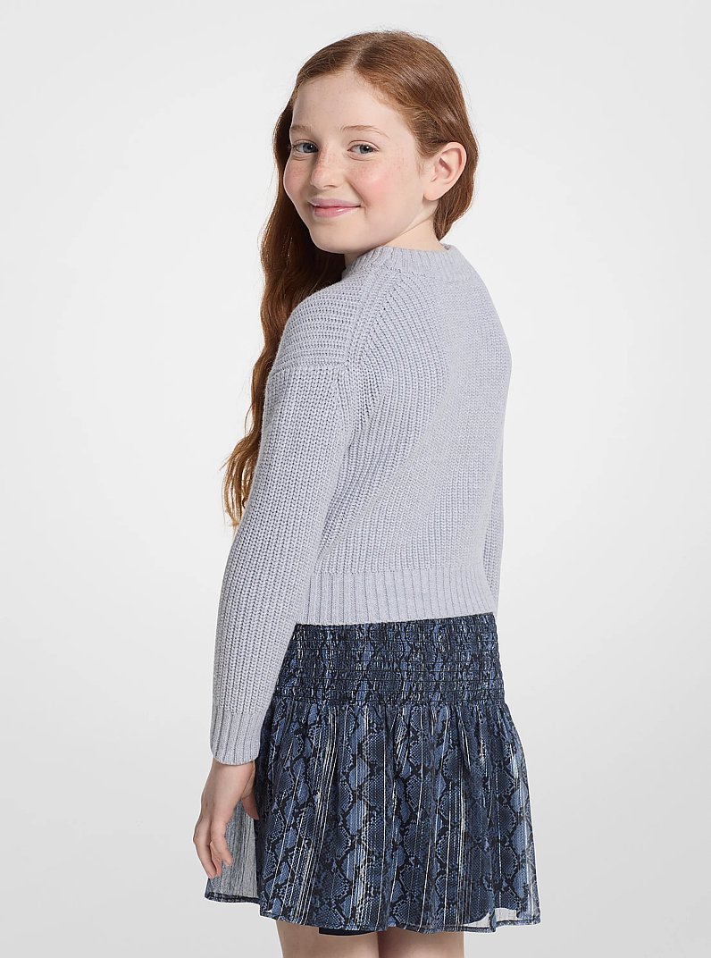 Embellished Logo Cotton Blend Sweater in GREY | Michael Kors