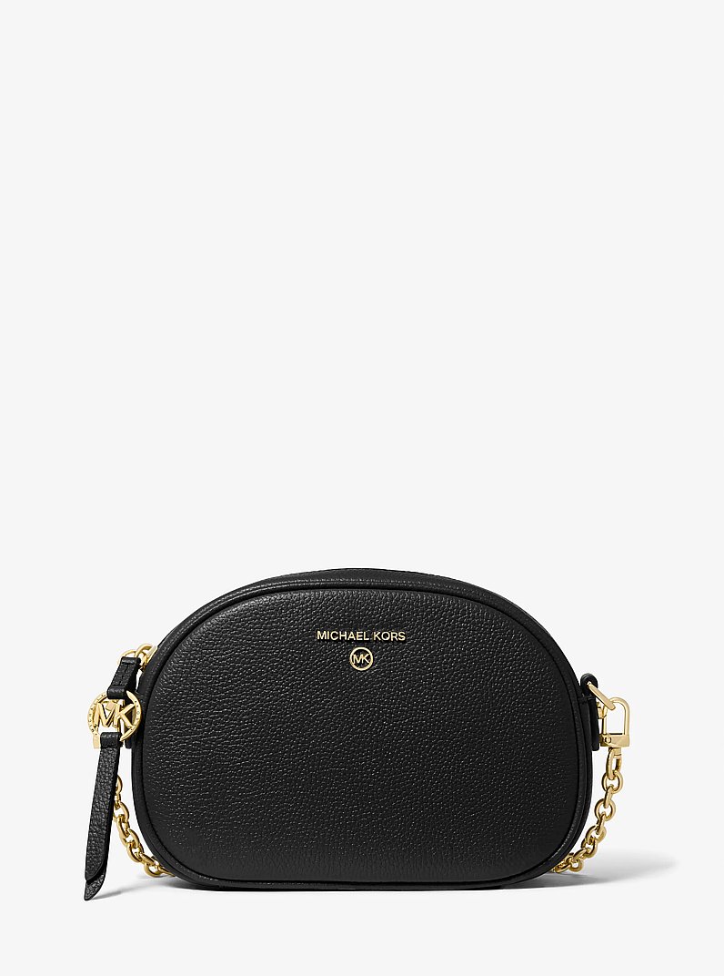 Jet Set Small Pebbled Leather Convertible Camera Bag in BLACK | Michael Kors