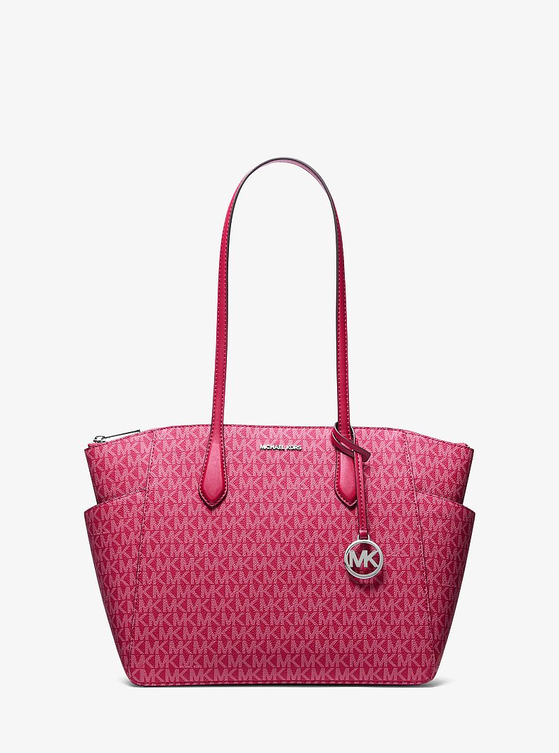 Marilyn Medium Signature Logo Tote Bag in DK RASPBERRY | Michael Kors