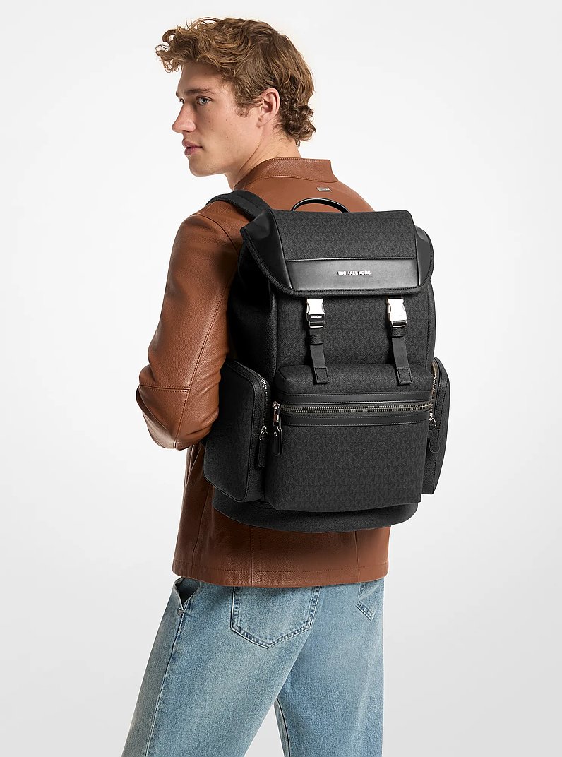 Jet Set Signature Logo Backpack in BLACK | Michael Kors