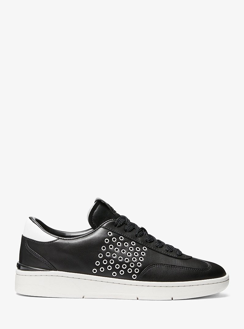 Wilton Grommeted Leather Sneaker in BLACK | Michael Kors