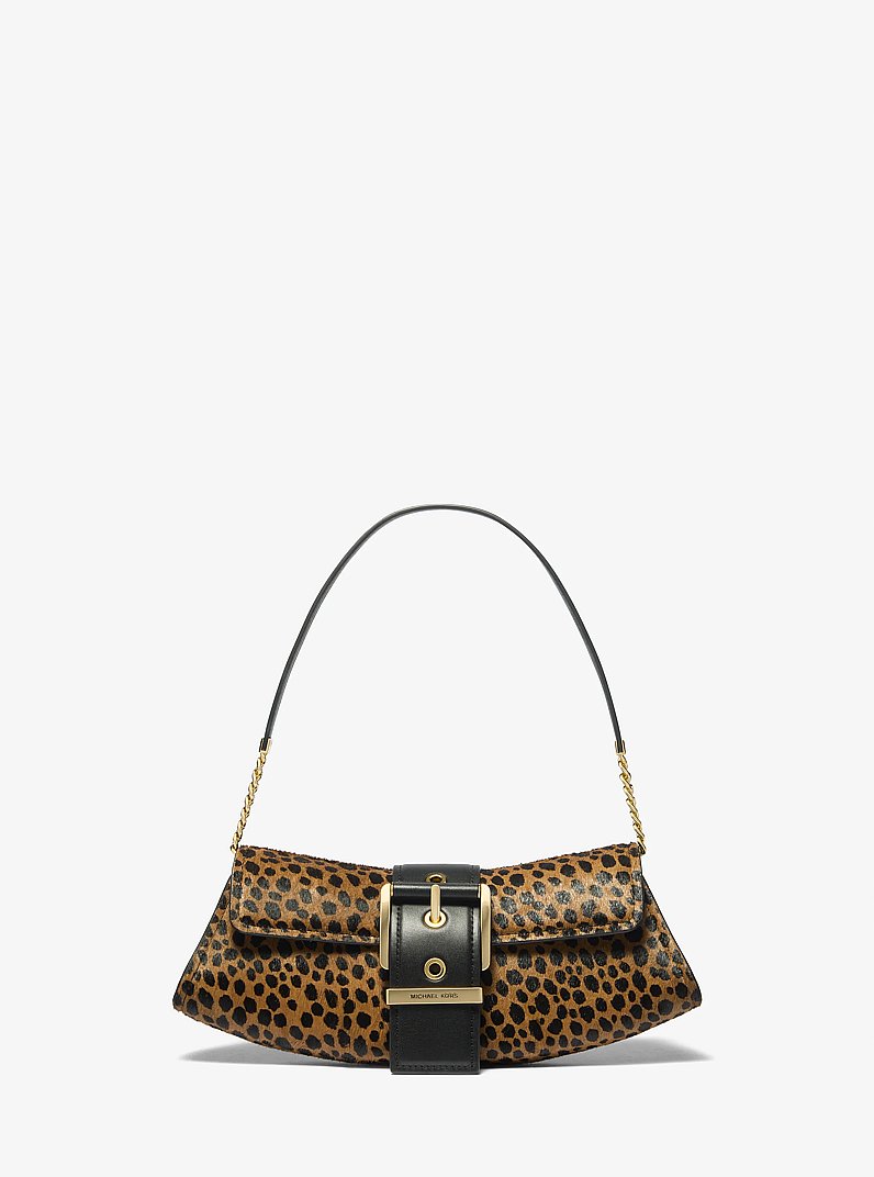 Colby Small Cheetah Print Calf Hair Convertible Clutch in HUSK MULTI | Michael Kors