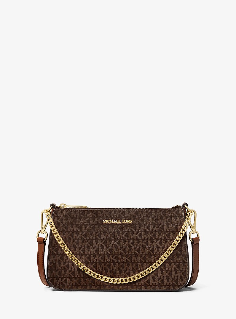 Jet Set Medium Signature Logo Convertible Crossbody Bag in BROWN | Michael Kors