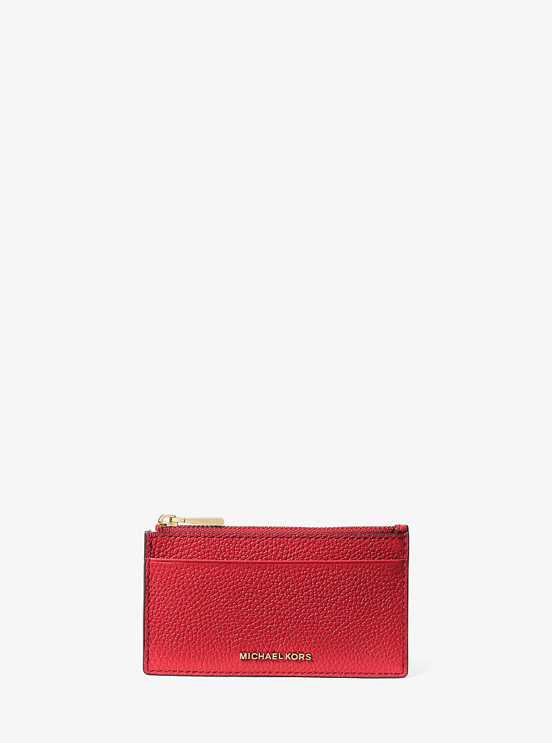 Porta carte di credito Jet Set piccolo in pelle martellata in CREMISI | Michael Kors