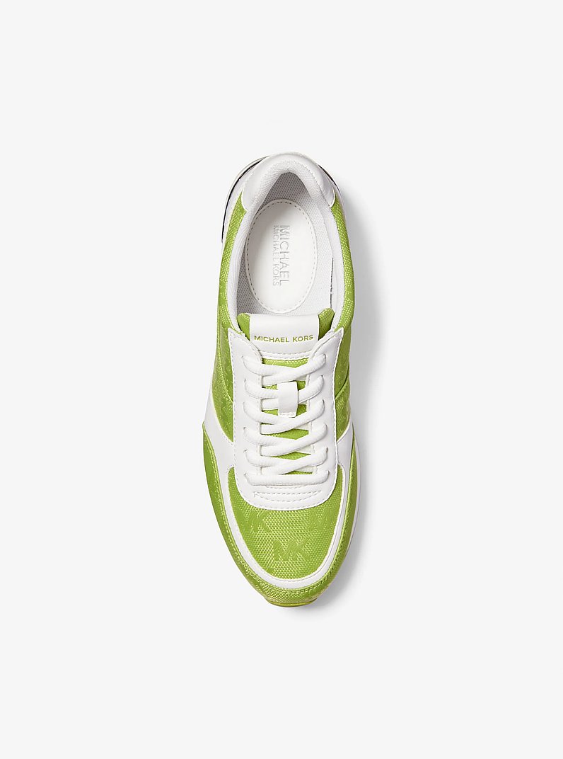 Andi Woven Logo Nylon Trainer in LIME | Michael Kors