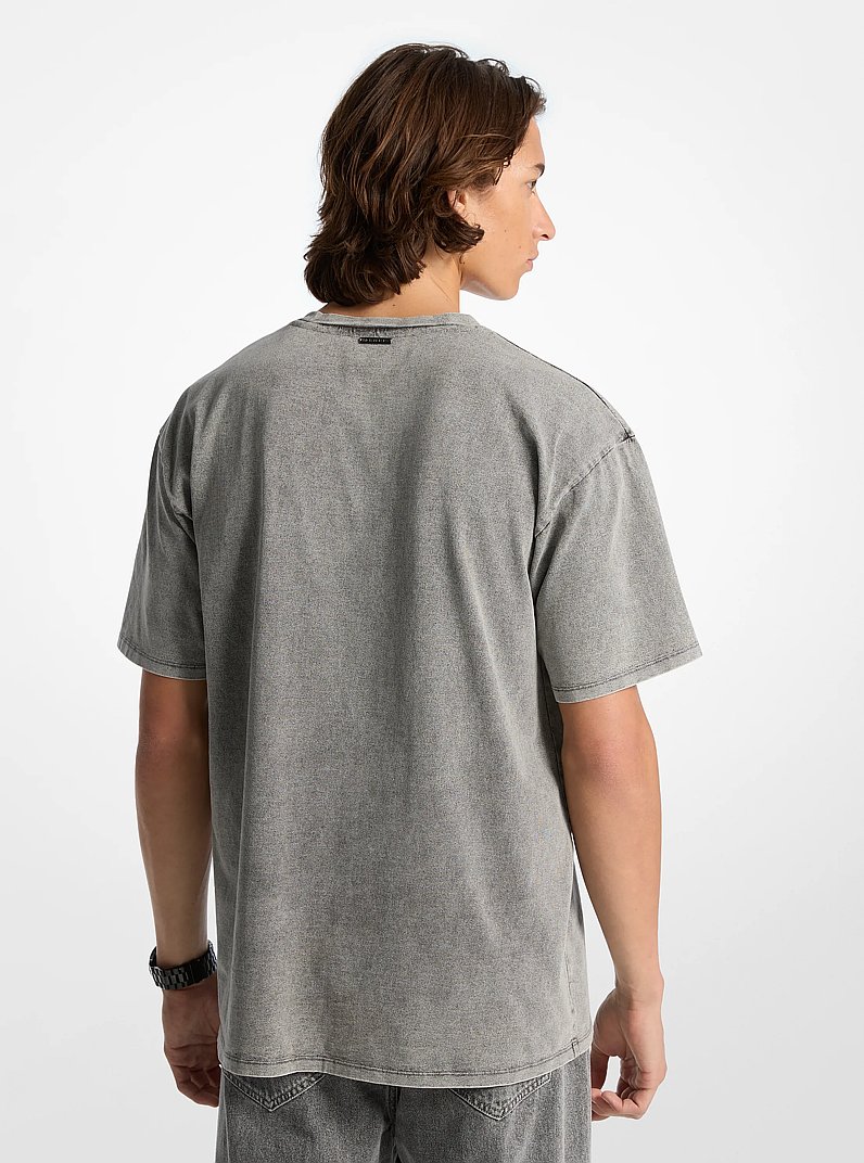 T-Shirt aus Baumwoll-Jersey mit Wascheffekt in BETONW&Auml;SCHE | Michael Kors