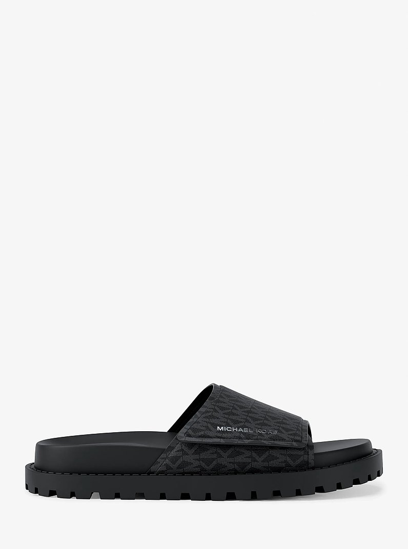 Luka Signature Logo Slide Sandal in BLACK | Michael Kors