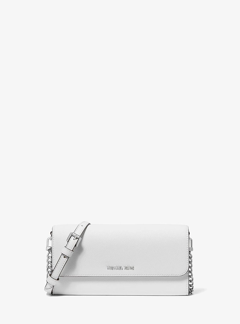 Jet Set Large Saffiano Leather 2-in-1 Convertible Crossbody Bag in OPTIC WHITE | Michael Kors