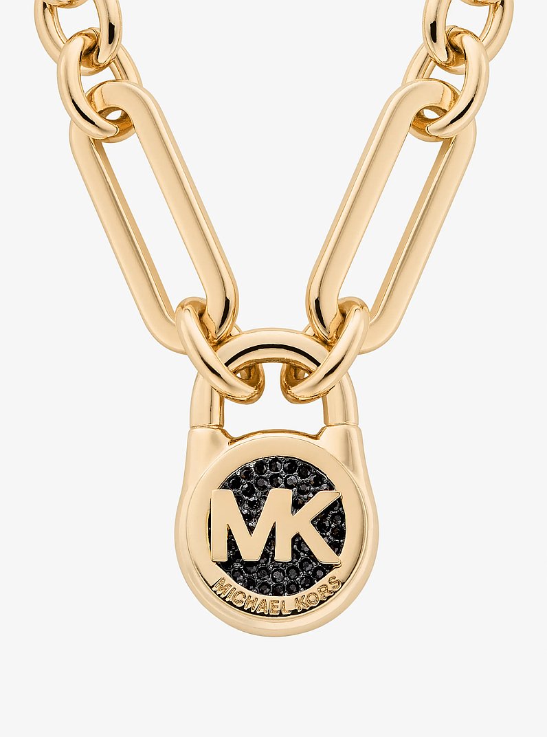 Pav&eacute; Lock Necklace in GOLD | Michael Kors