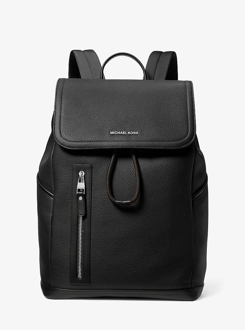 Hudson Pebbled Leather Utility Backpack in BLACK | Michael Kors