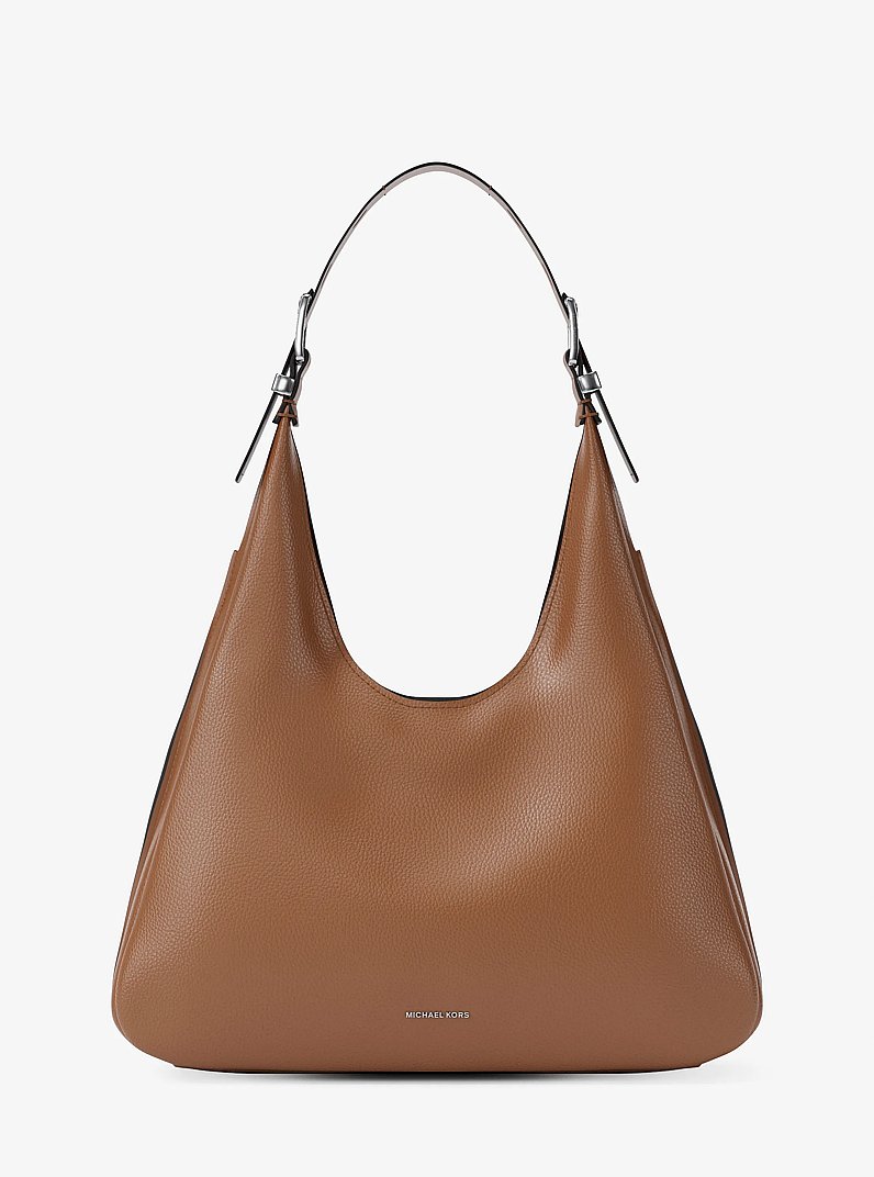 Nolita Large Pebbled Leather Hobo Shoulder Bag in LUGGAGE | Michael Kors