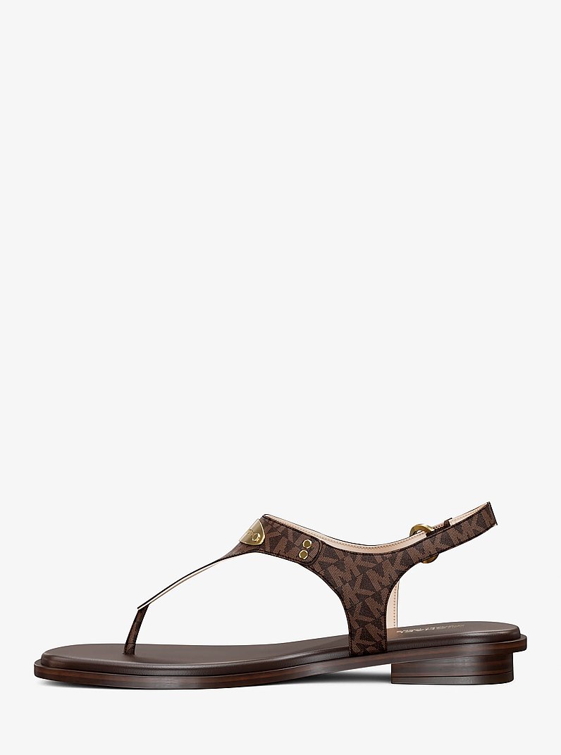 Signature Logo Plate Sandal in BROWN | Michael Kors