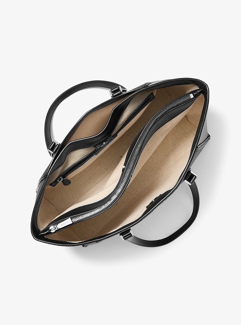 Borsa tote Taryn grande in pelle con logo in NERO | Michael Kors