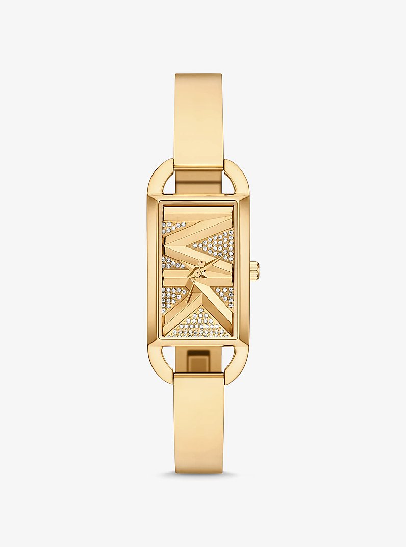Mini Empire Pav&eacute; Gold-Tone Bangle Watch in GOLD | Michael Kors