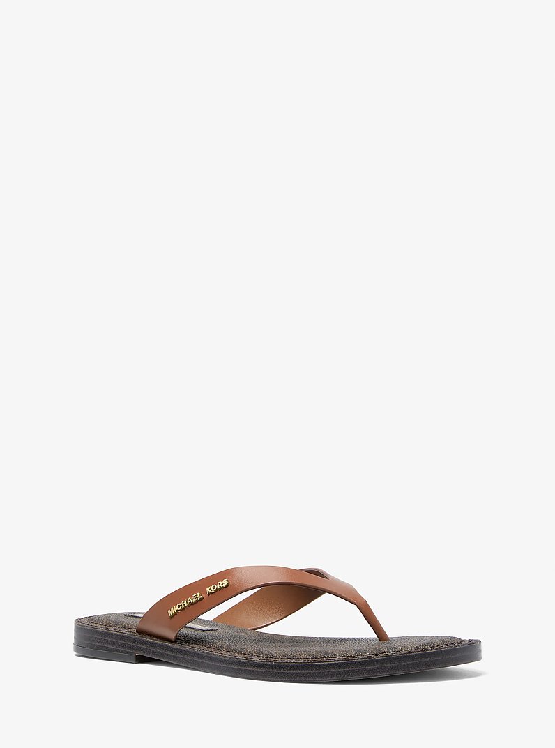Koko Leather Flip Flop in LUGGAGE | Michael Kors