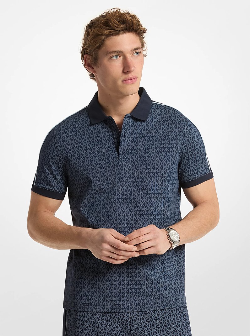 Signature Logo Cotton Polo Shirt in MIDNIGHT | Michael Kors