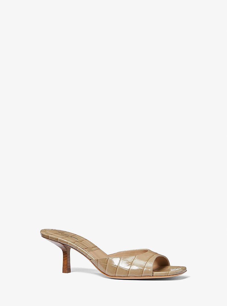 Anita Crocodile Embossed Leather Sandal in SAND | Michael Kors