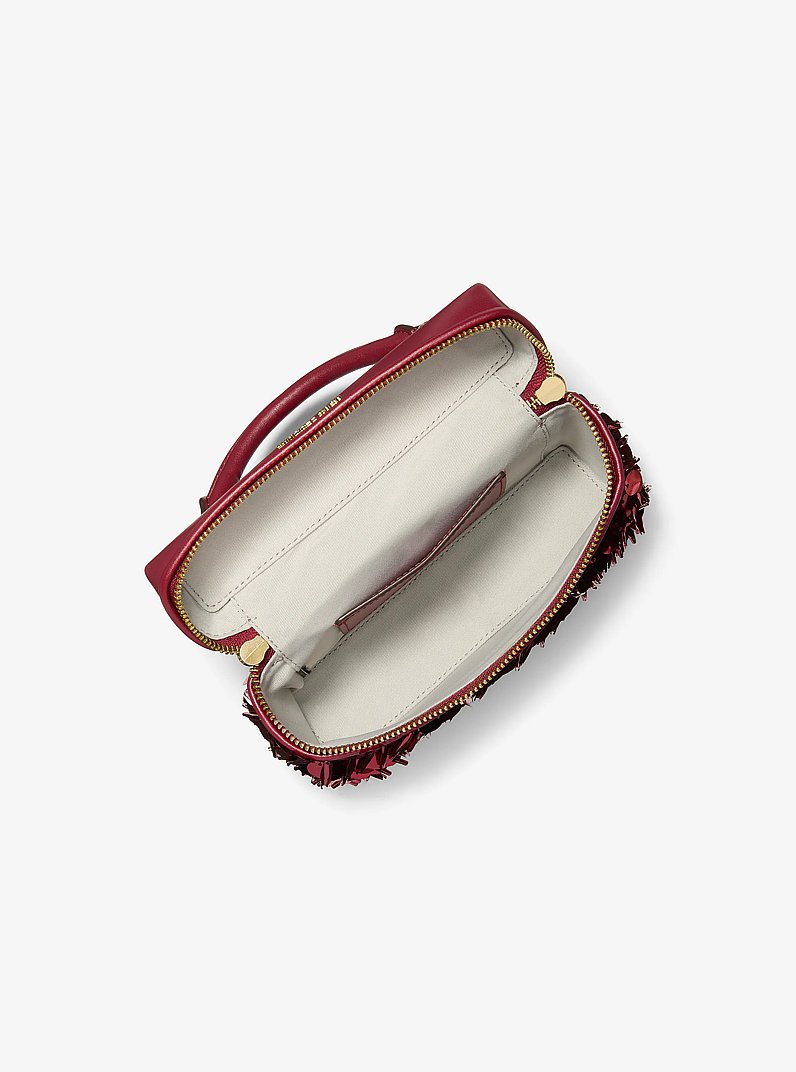 Jana Extra-Small Paillette Embellished Crossbody Bag in DEEP RED | Michael Kors