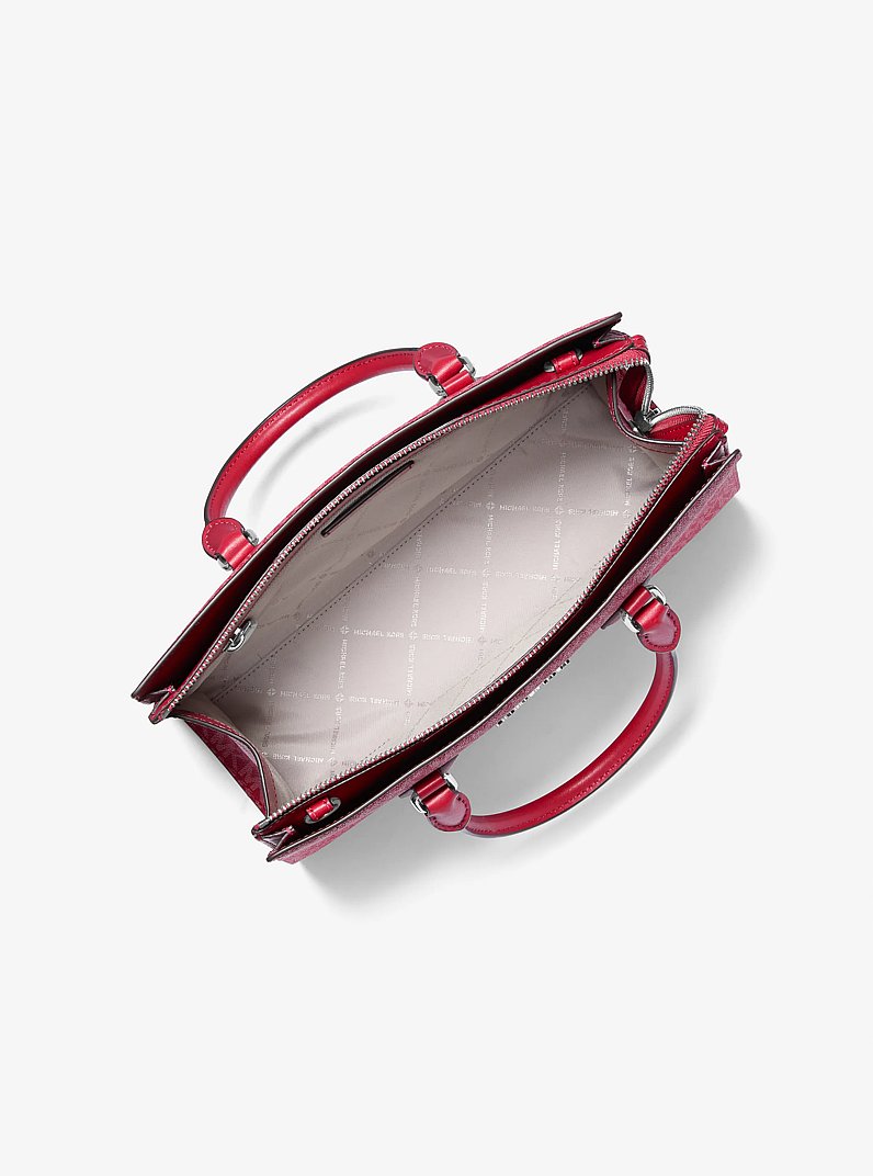 Sheila Medium Signature Logo Satchel in DK RASPBERRY | Michael Kors