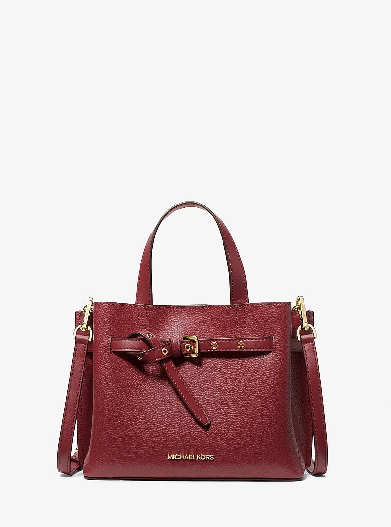 Emilia Small Pebbled Leather Satchel in DARK CHERRY | Michael Kors