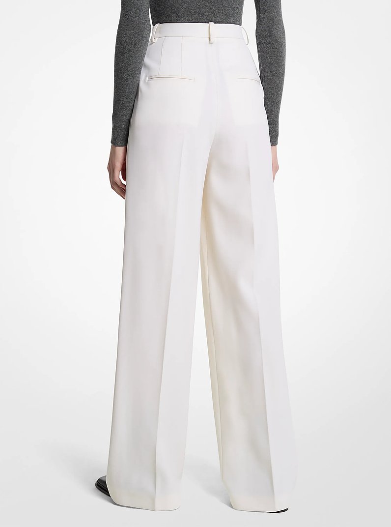 Wool Gabardine Pleated Slouch Trousers in IVORY | Michael Kors