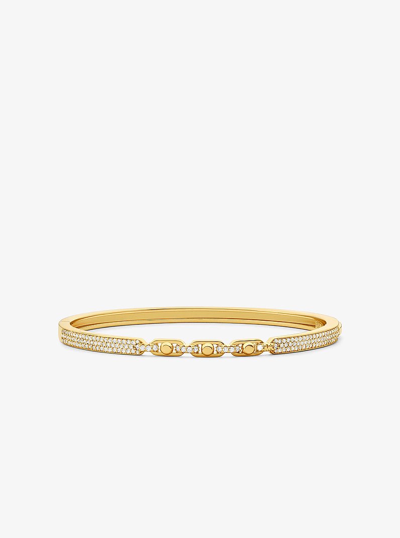 Bracciale rigido Astor piccolo con maglie a catena in argento sterling placcato in metallo prezioso e pav&eacute; in ORO | Michael Kors