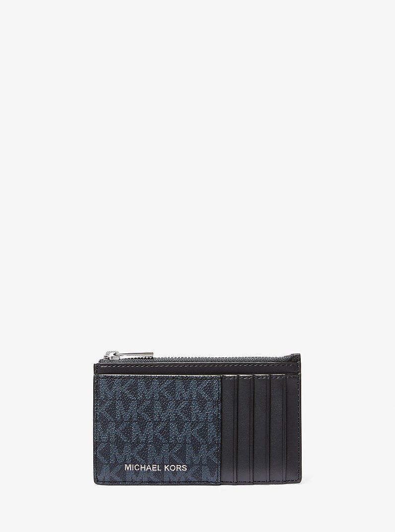Cooper Slim Signature Logo Zip Wallet in ADMRL/PLBLUE | Michael Kors