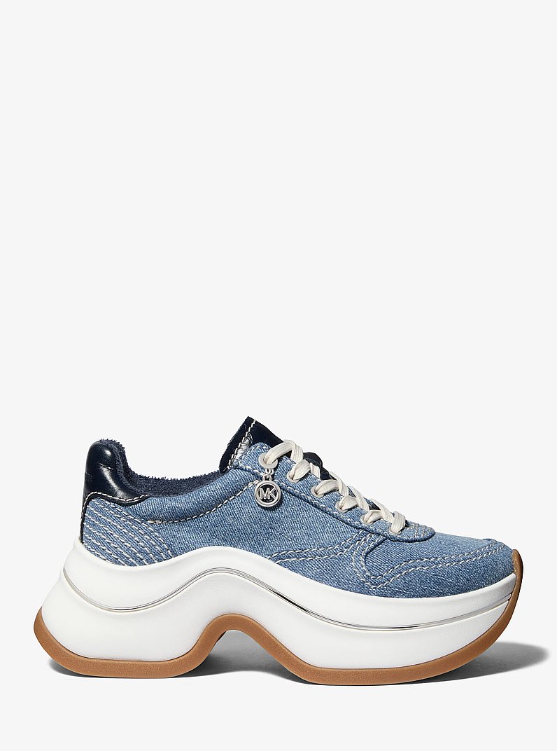 Sneaker Arla aus Denim und Leder in WEISS/DUNKELROSA | Michael Kors