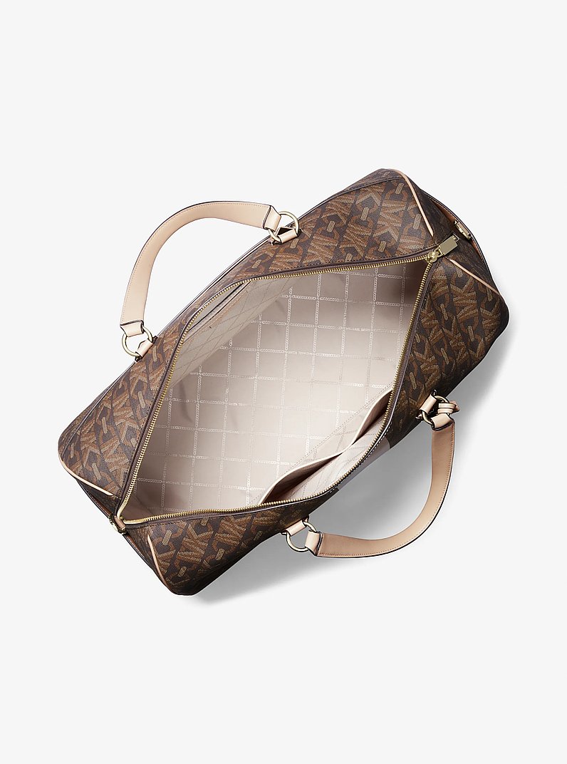 Grayson Extra-Large Empire Signature Logo Stripe Weekender Bag in BROWN | Michael Kors