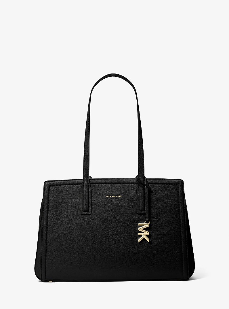 Laila Medium Leather Tote Bag in BLACK | Michael Kors