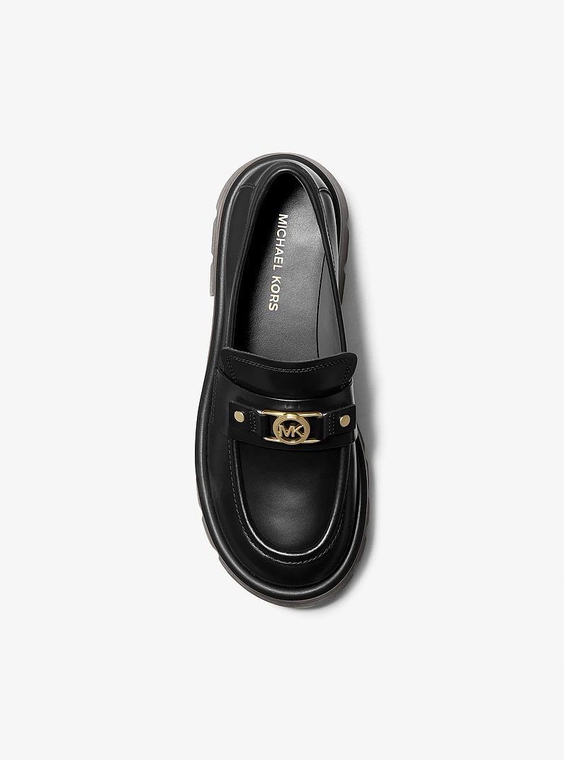 Mandy Leather Platform Loafer in BLACK | Michael Kors