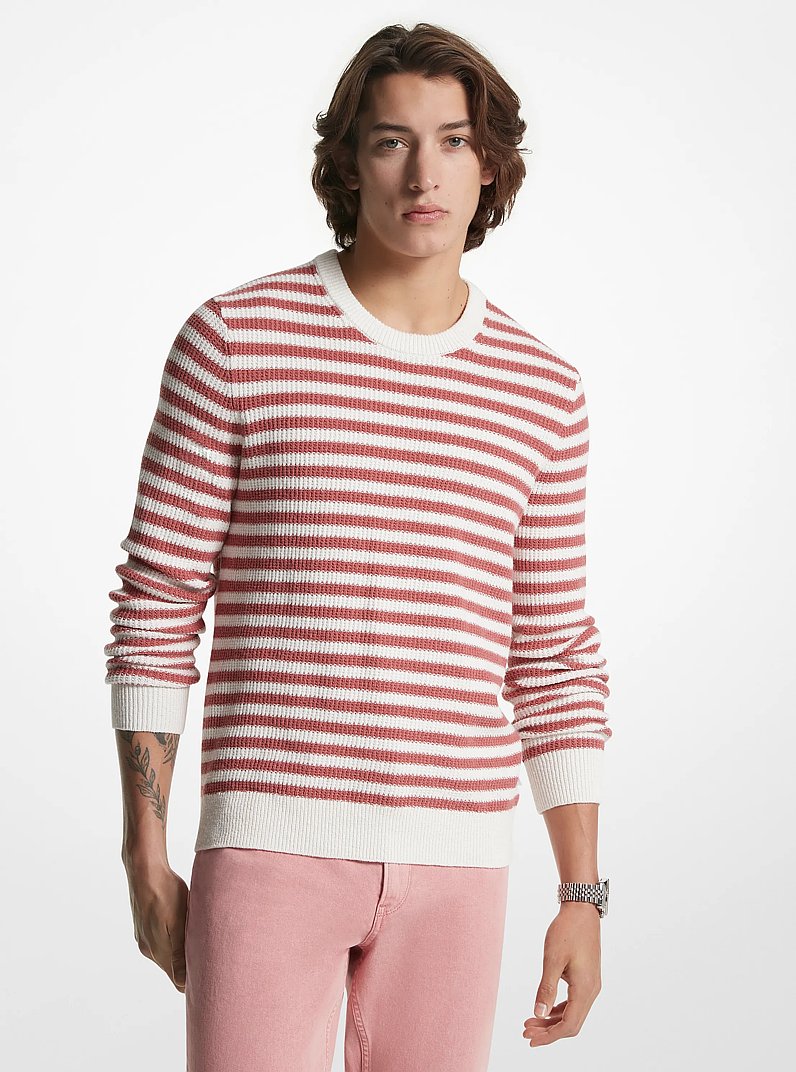 Striped Cotton Blend Sweater in DUSTY ROSE | Michael Kors