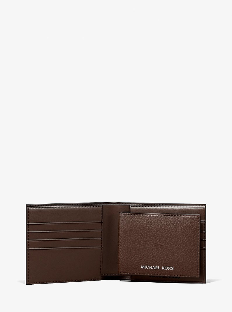 Cooper Pebbled Leather Billfold Wallet With Passcase in NUTMEG | Michael Kors
