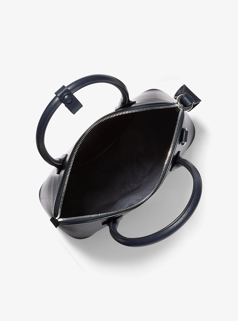 Kaitlin Medium Leather Dome Satchel in MIDNIGHT | Michael Kors