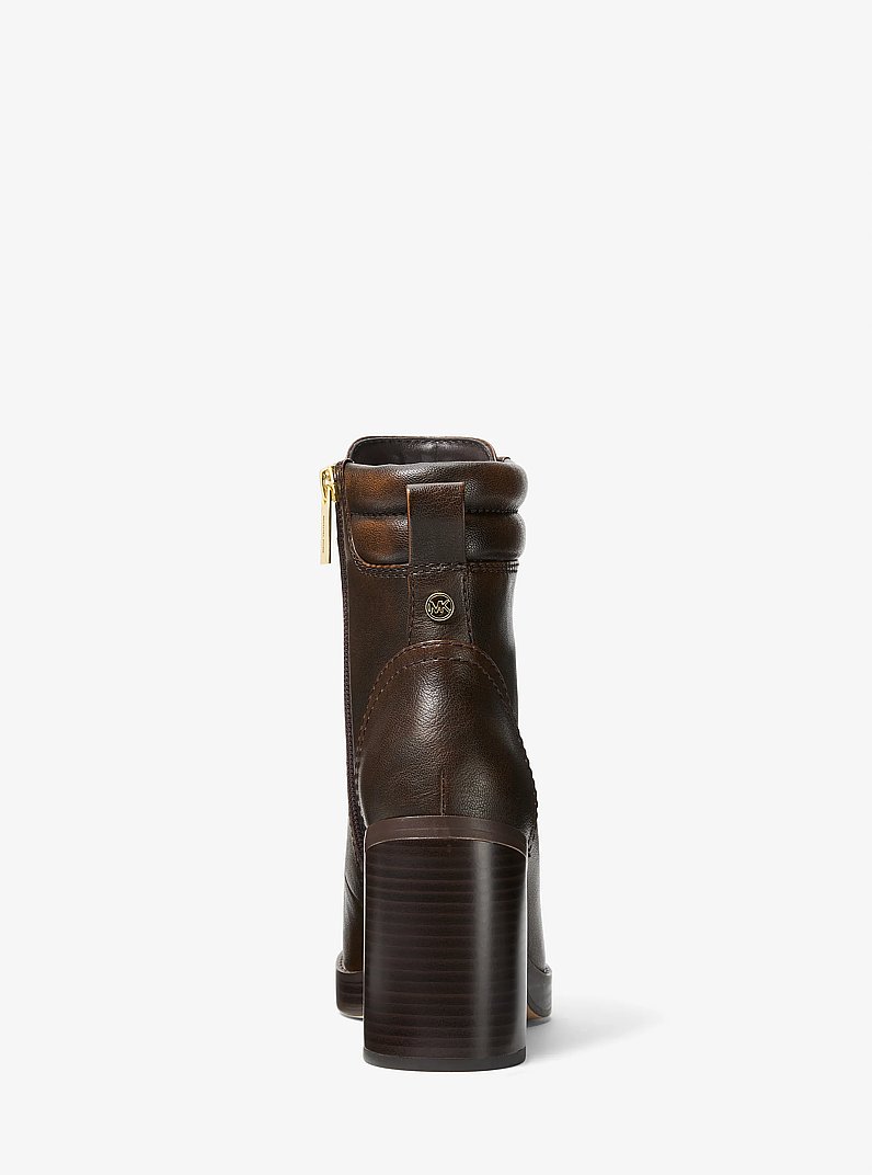 Lacy Burnished Block Heel Boot in CHOCOLATE | Michael Kors