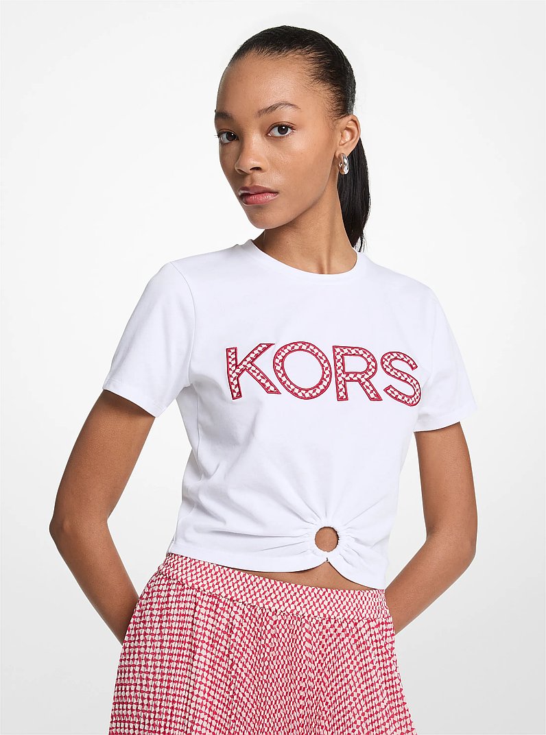 Tee-shirt &agrave; anneau et &agrave; logo imprim&eacute; in FRAMBOISE FONC&Eacute;E | Michael Kors
