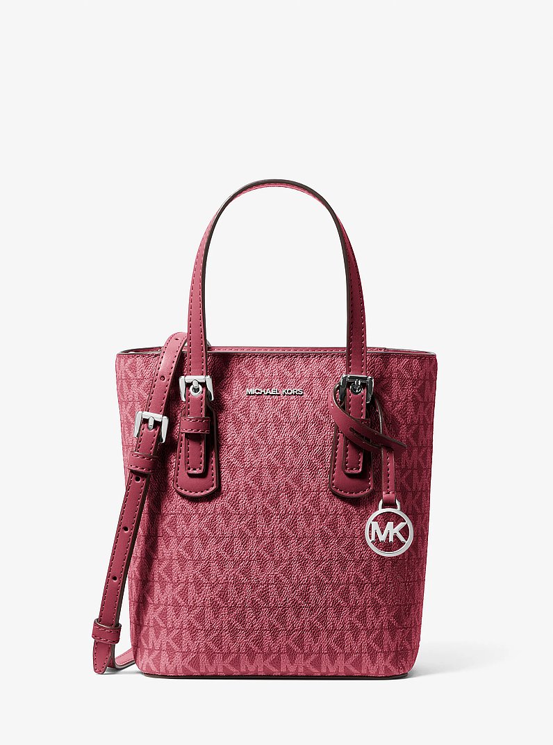 Voyager Extra-Small Signature Logo Convertible Crossbody Bag in MAROON | Michael Kors