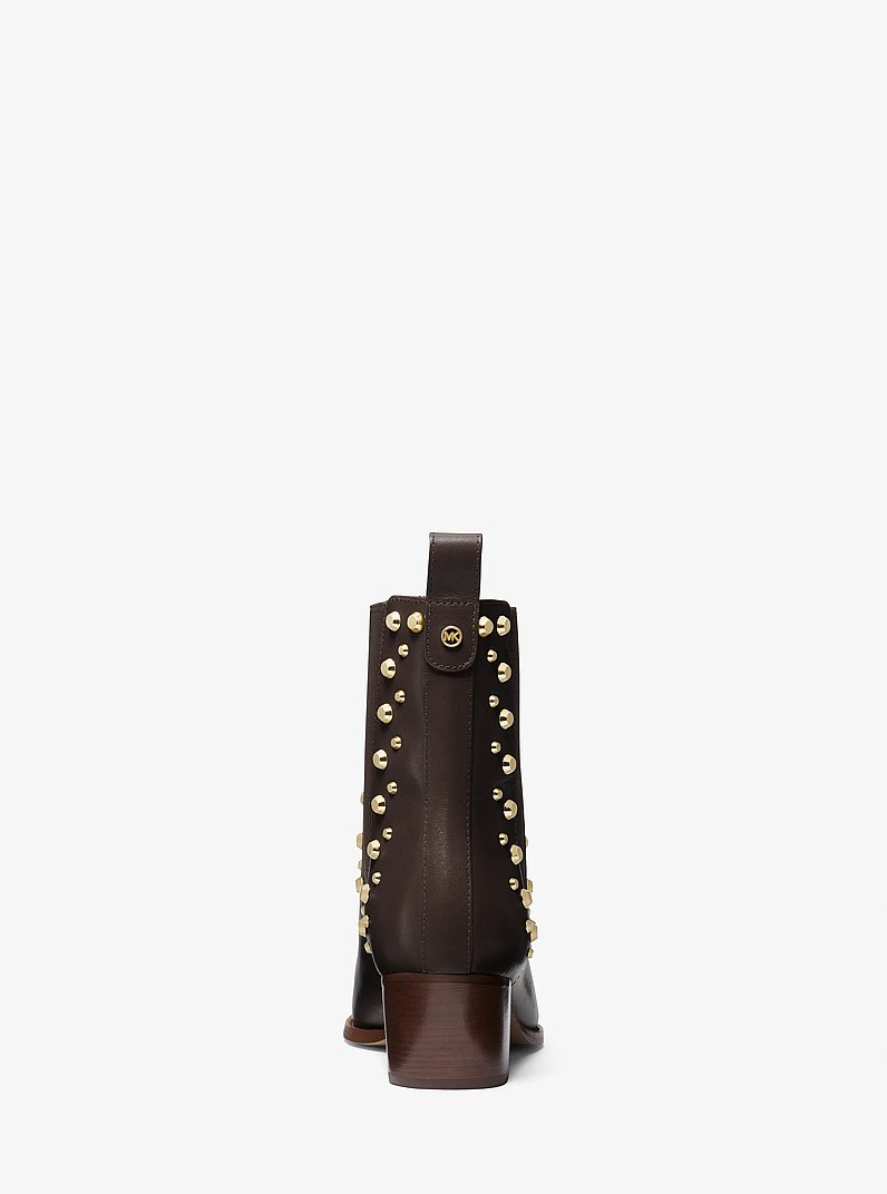 Kinlee Astor Studded Leather Ankle Boot in CHOCOLATE | Michael Kors