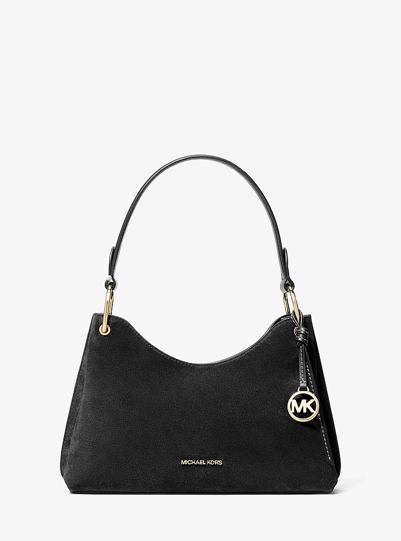 Borsa a spalla Joan media in pelle scamosciata in NERO | Michael Kors