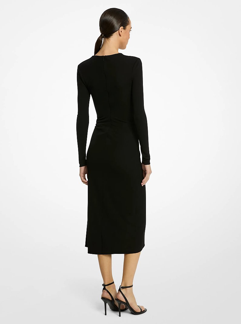 Matte Crepe Jersey Sarong Dress in BLACK | Michael Kors