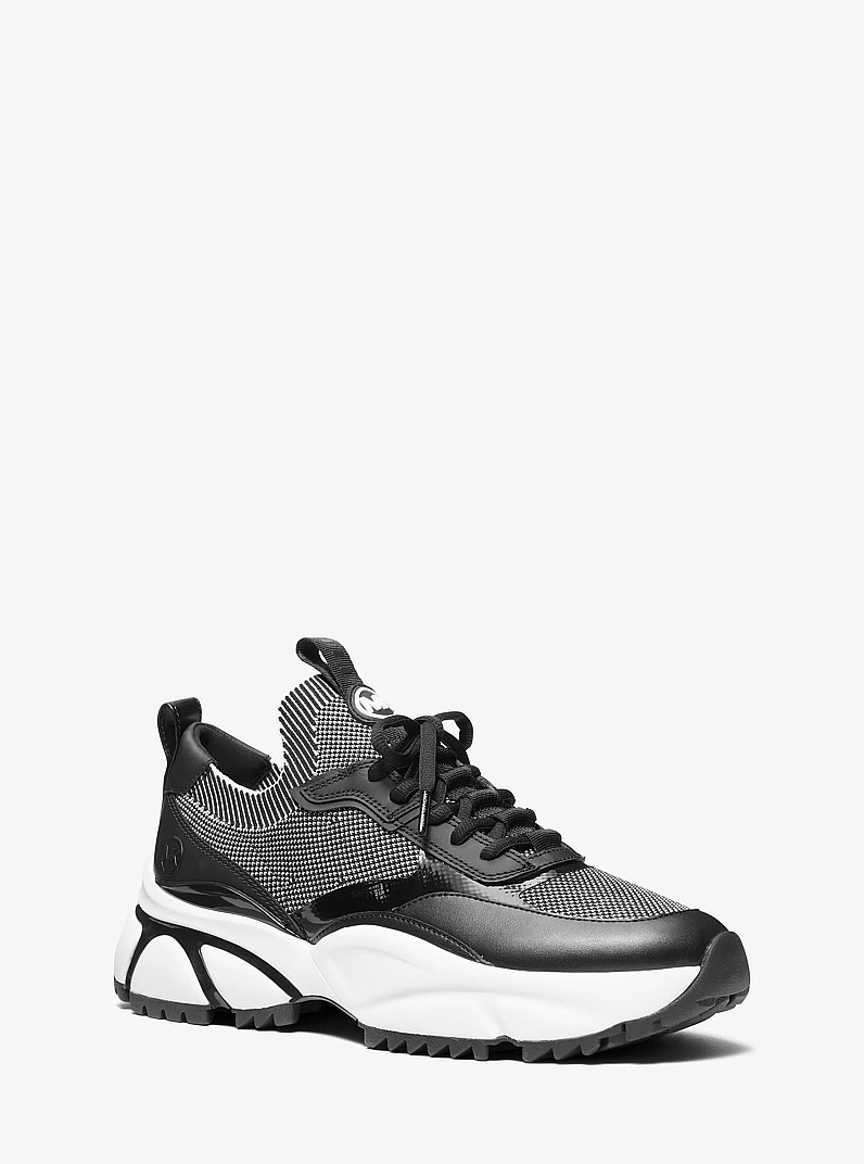 Darius Two-Tone Stretch Knit Trainer in BLACK/WHITE | Michael Kors
